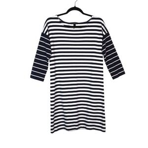 J.Crew Nautical Stripe Sleeved Shift Dress‎ Blue White Sz XS EUC Yacht Vacation